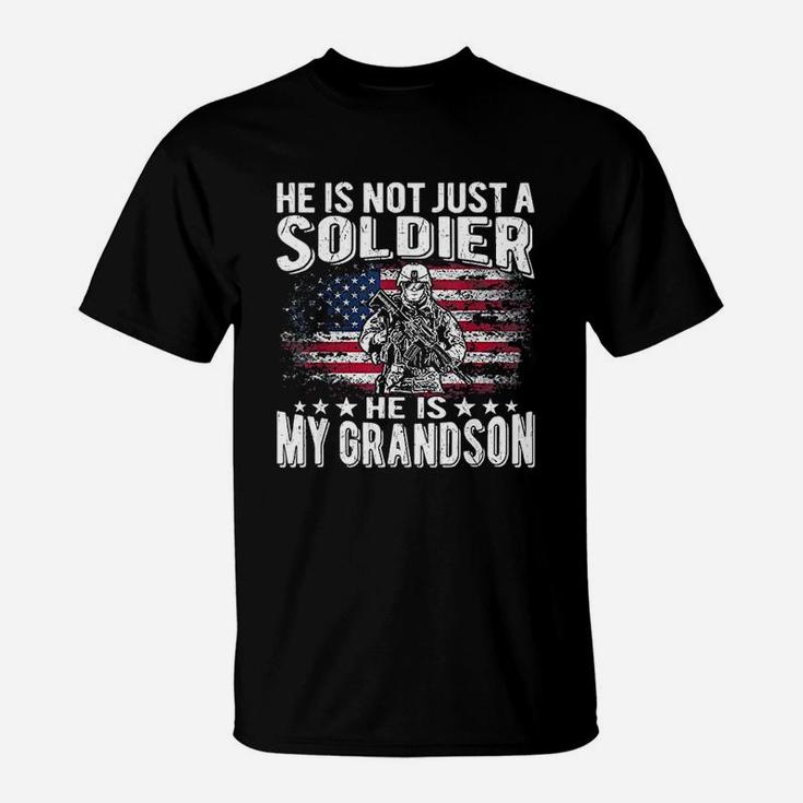 My Grandson Is A Soldier Patriotic Proud Army Grandparent T-Shirt