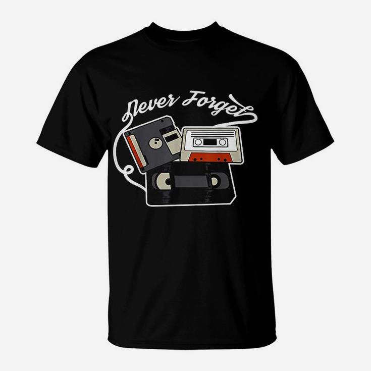 Never Forget Vhs Floppy Disc And Cassette Tapes T-Shirt