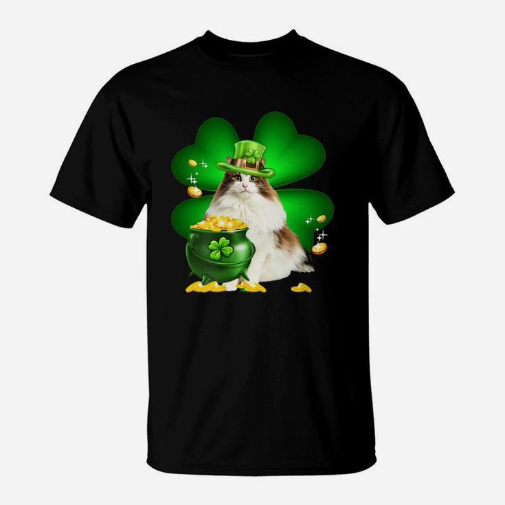 Norwegian Forest Shamrock St Patricks Day Irish Great Cat Lovers T-Shirt