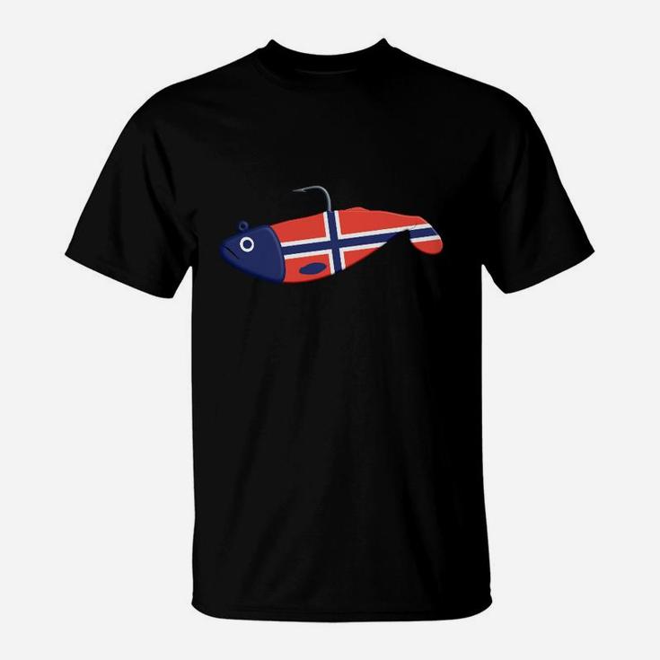 Norwegischer Flaggenfisch Schwarzes T-Shirt, Spezielles Design Tee