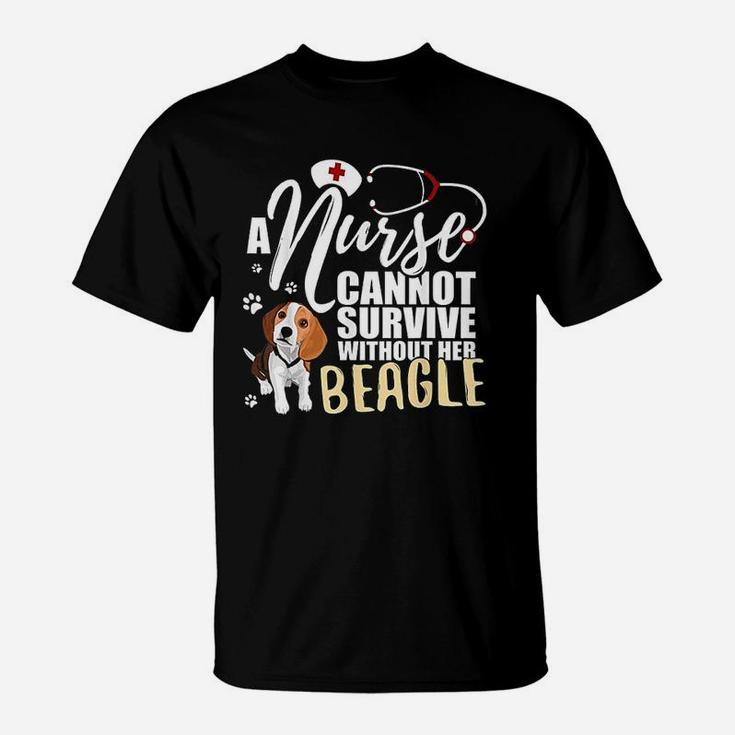 Nurse Dog Mom Beagle Nursing Cannot Survive T-Shirt