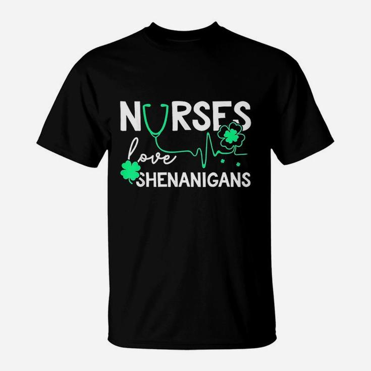 Nurses Love Shenanigans Funny St Patricks Day T-Shirt