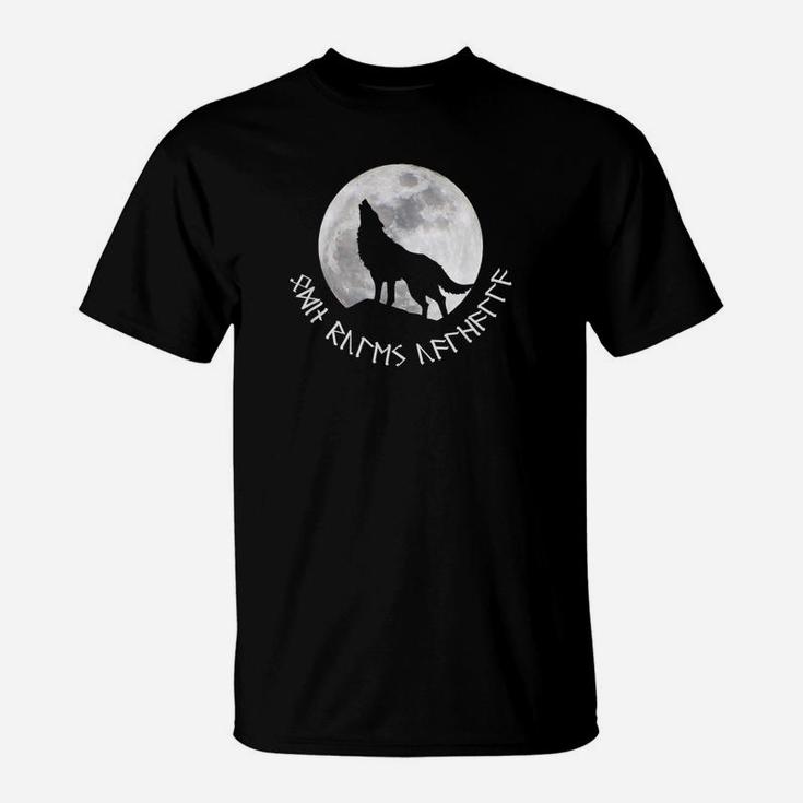 Odin Herrscht Über Valhalla Heulender Wolf Nordische Runen T-Shirt