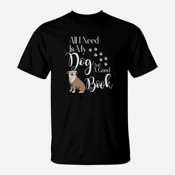 Old English Bulldog Shirt Reading Book Lover T-Shirt