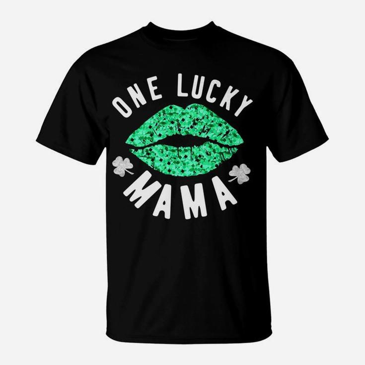 One Lucky Mama Green Lips St Patricks Day T-Shirt