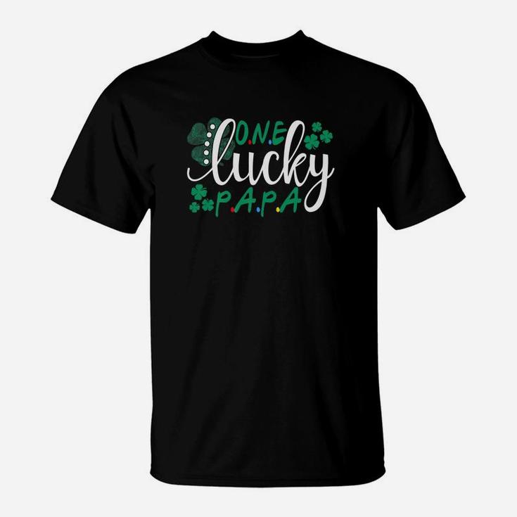 One Lucky Papa Shamrocks Happy St Patrick Day Irish T-Shirt