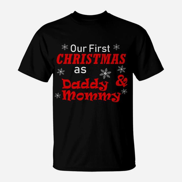 Our First Christmas As Daddy And Mommy Wife Husband T-Shirt