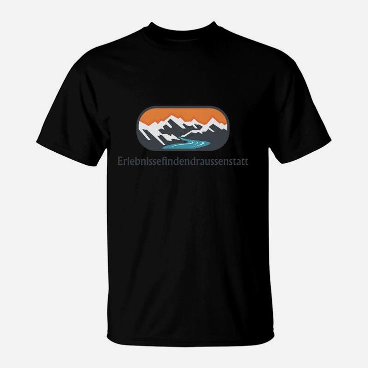 Outdoor-Abenteuer T-Shirt mit Gebirgs- & Flussmotiv Erlebnisse draußen