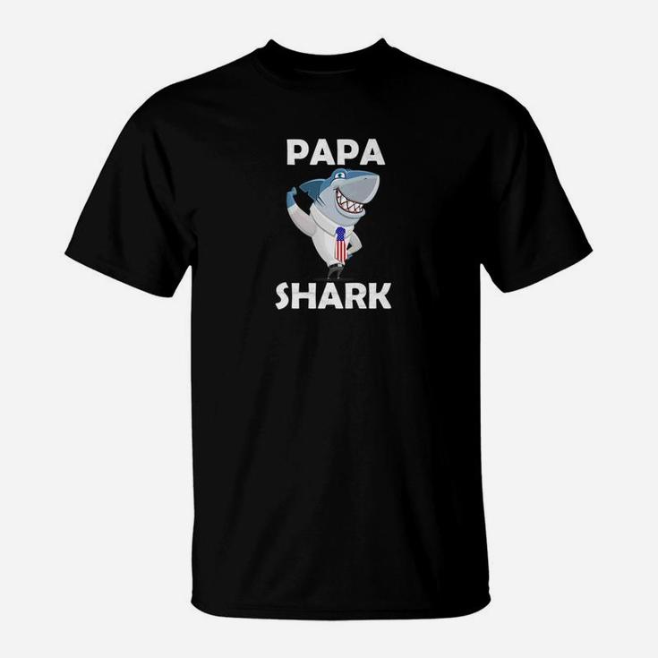 Papa Shark Premium Shirt American Flag Fathers Day T-Shirt