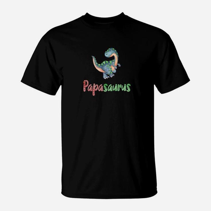 Papasaurus Cute Father Or Papa Dino Watercolor T-Shirt