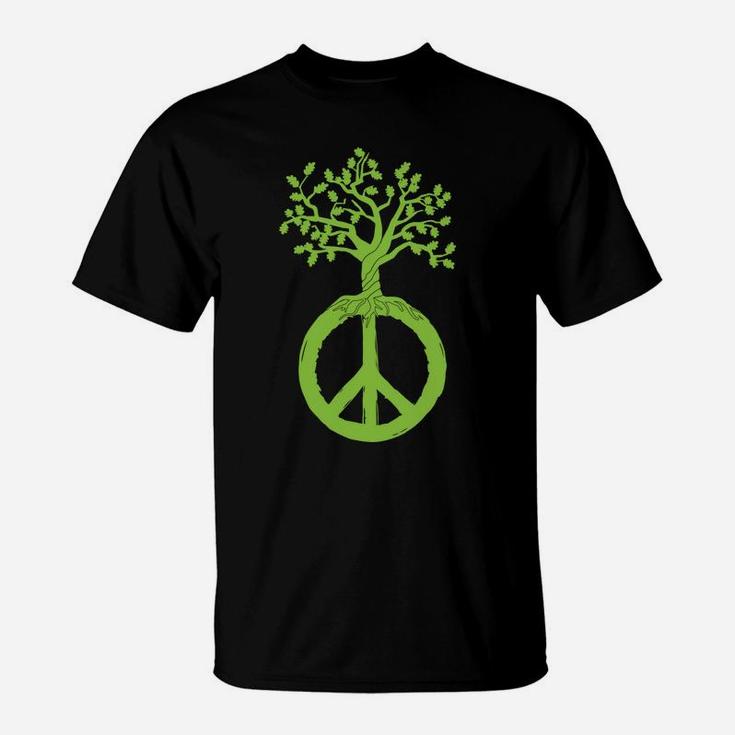 Peace Green Tree Hippie Peace Sign Inclusion T-Shirt