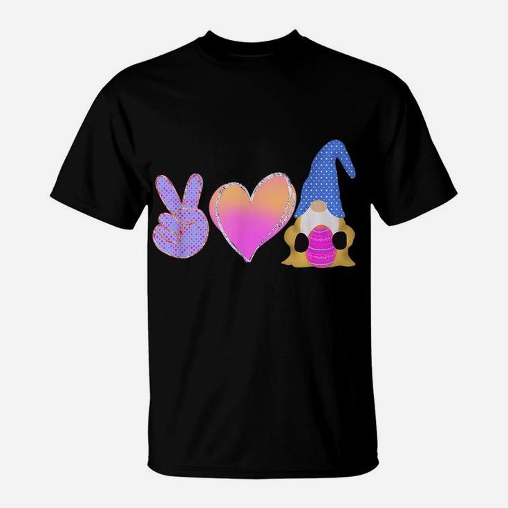Peace Love Gnome Holding Easter Egg Love Easter Gnome T-Shirt