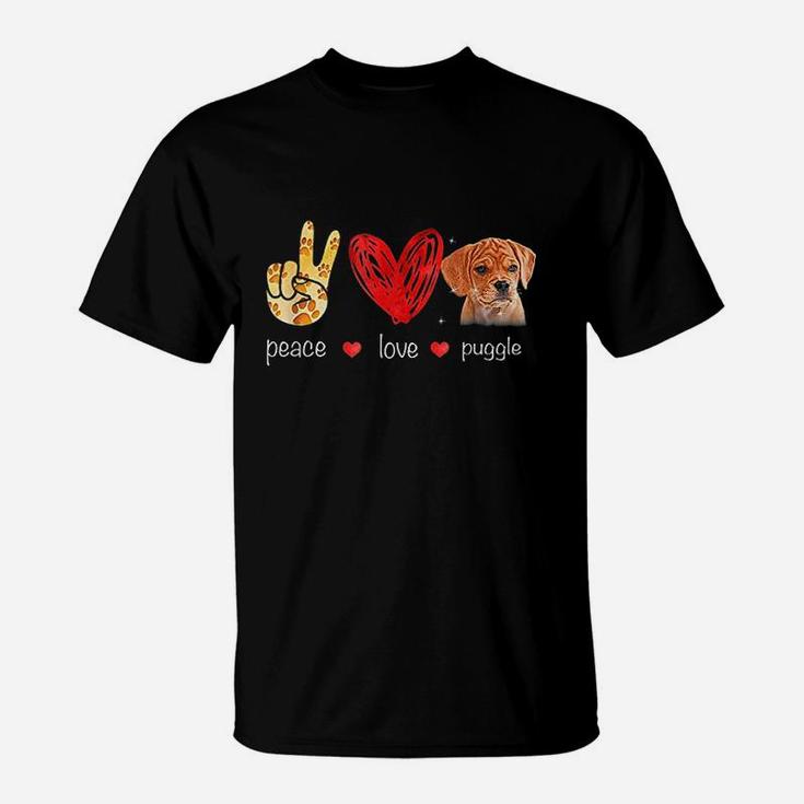 Peace Love Puggle Dogs T-Shirt