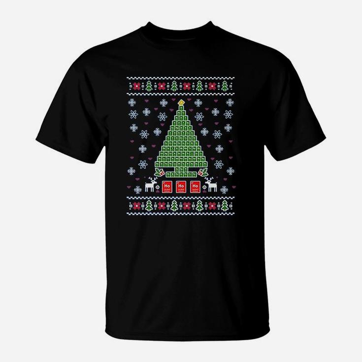Periodic Tree Table Of Elements Science Ugly Christmas T-Shirt