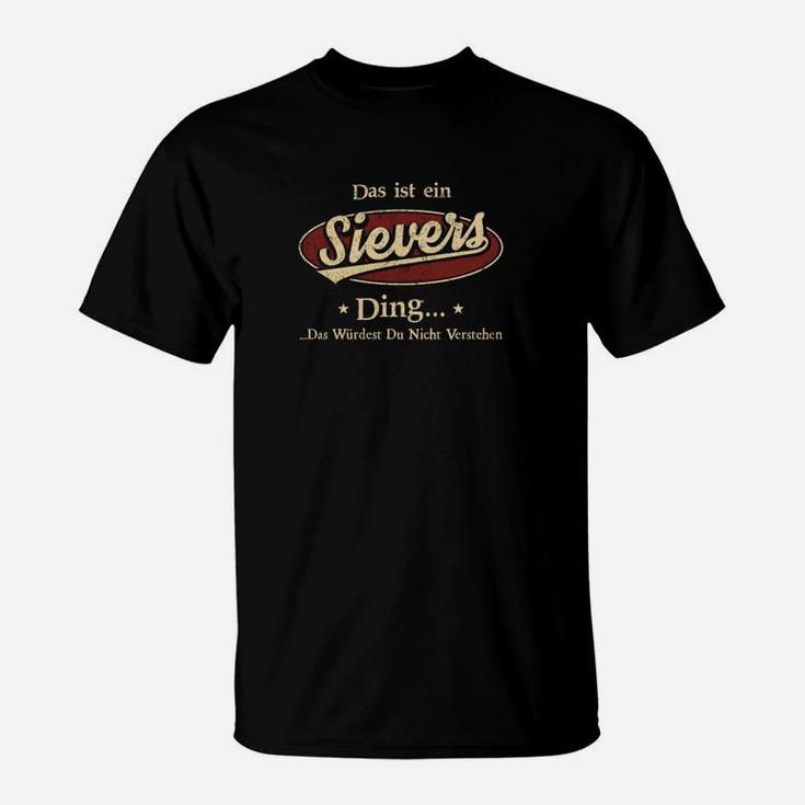 Personalisiertes Sievers Ding Logo T-Shirt, Schwarz Vintage Schriftzug
