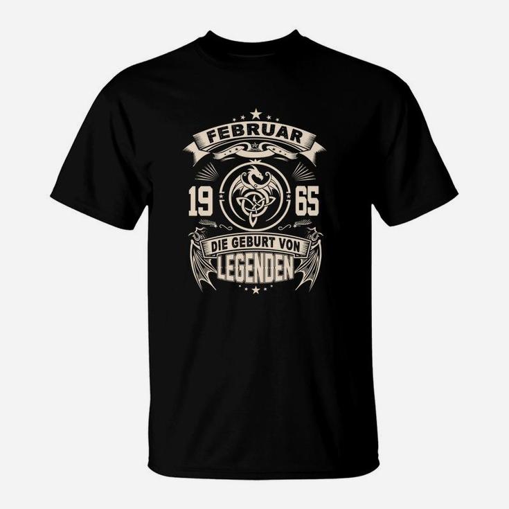 Personalisiertes T-Shirt Februar 1965, Geburt von Legenden Schwarz