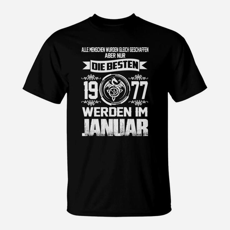 Personalisiertes T-Shirt Jahrgang 1977, Januar Geburtstagsdesign Personalisiertes T-Shirt Jahrgang 1977, Januar Geburtstagsdesign