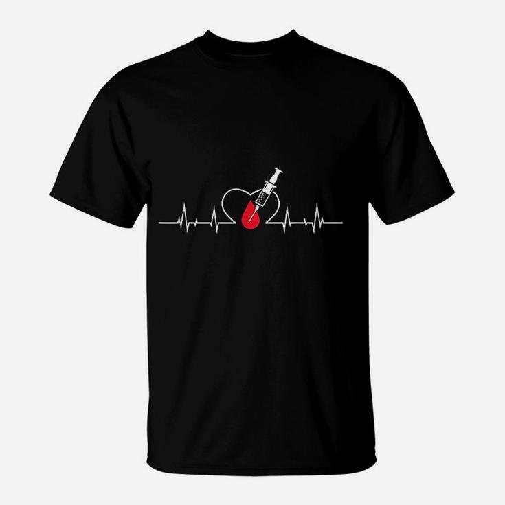 Phlebotomist Heart Blood Phlebotomy Pulse Syringe Gift T-Shirt