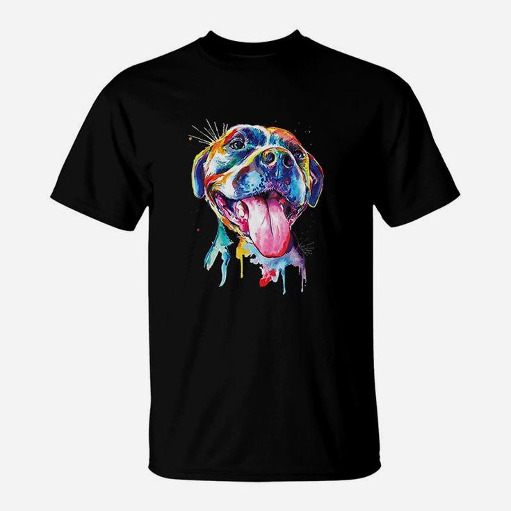 Pitbull Artistic Splash Art Animal Colorful Dog Breed Gift T-Shirt
