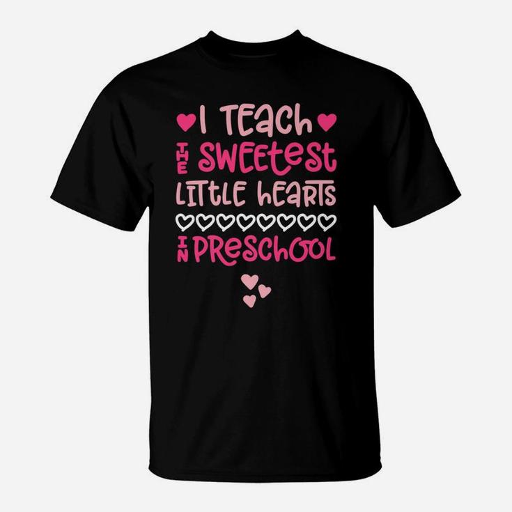 Preschool Teacher Valentine Cute Pink Hearts Teach T-Shirt