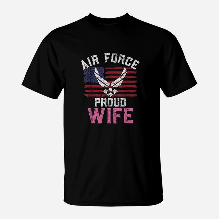 Proud Air Force Wife American Flag Veteran Gift T-Shirt