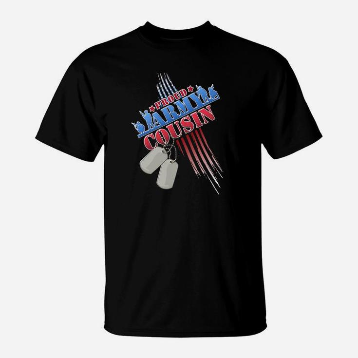 Proud Army Cousin Patriotic Usa Flag Dog Tag T-Shirt