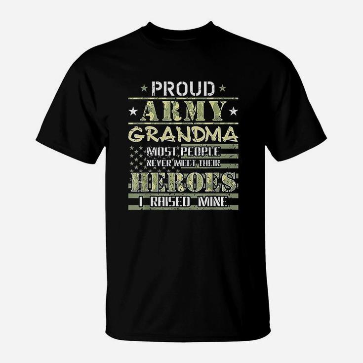 Proud Army Grandma I Raised My Heroes Camo Army Grandmother T-Shirt