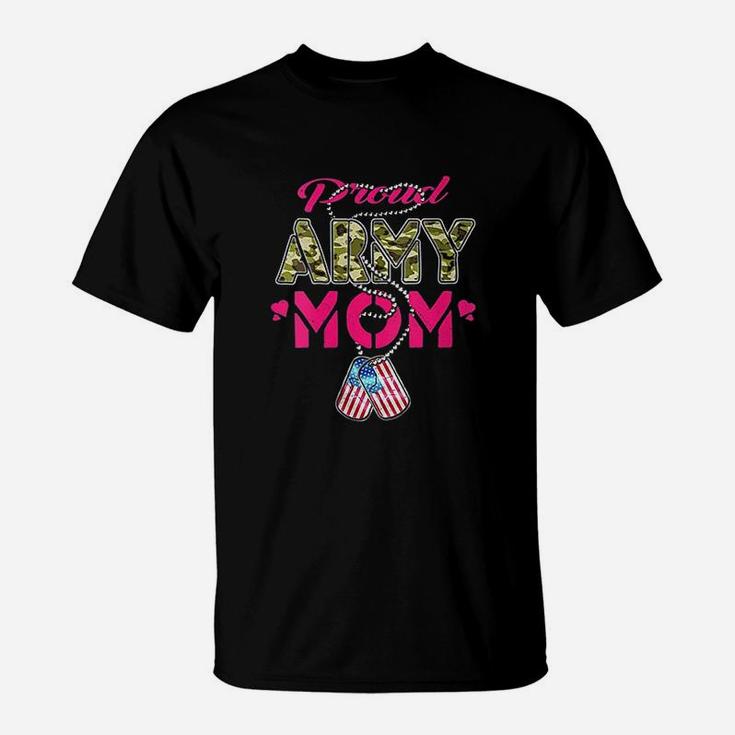 Proud Army Mom Camo Us Flag Veteran Pride Mothers Gift T-Shirt
