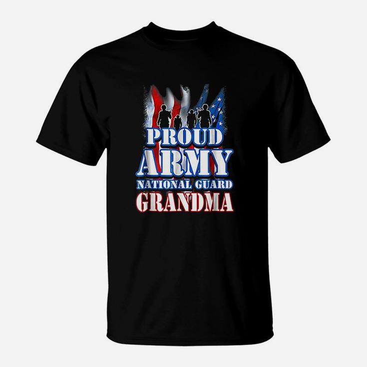 Proud Army National Guard Grandma Usa Flag T-Shirt