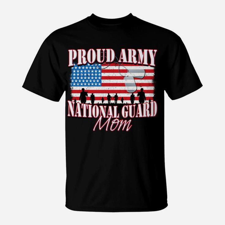 Proud Army National Guard Mom Dog Tag Flag Mothers Day T-Shirt