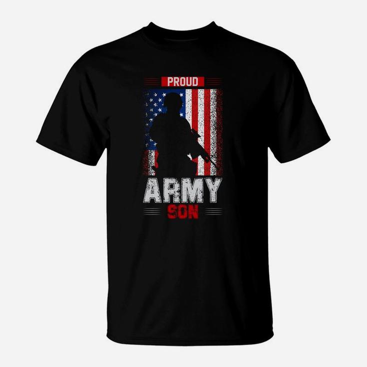Proud Army Son American Flag US Navy Veteran T-Shirt