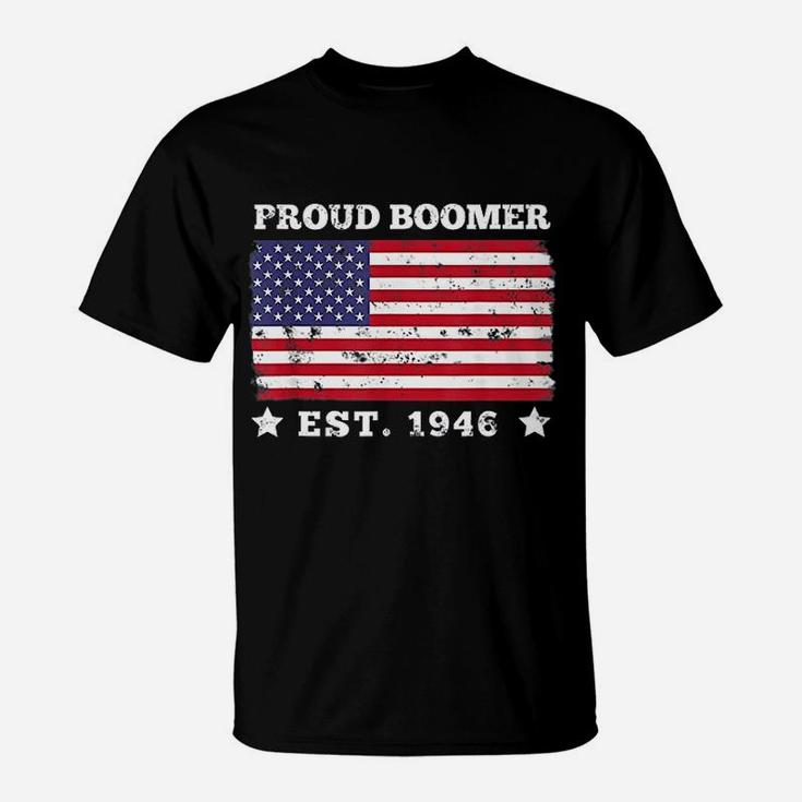 Proud Boomer Est 1946 Funny Gift Usa Patriotic Meme Gift T-Shirt
