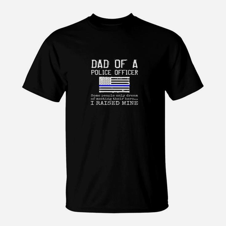Proud Dad Of A Police Officer Father Gift Shirt Us Flag T-Shirt