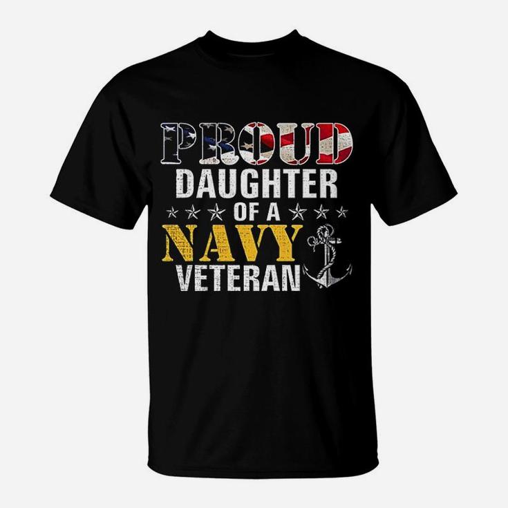Proud Daughter Of A Navy Veteran American Flag Military Gift T-Shirt