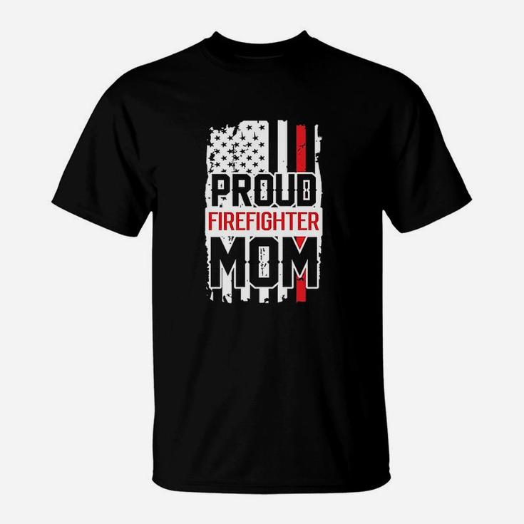 Proud Firefighter Mom For Support Of Son Or Daughter T-Shirt