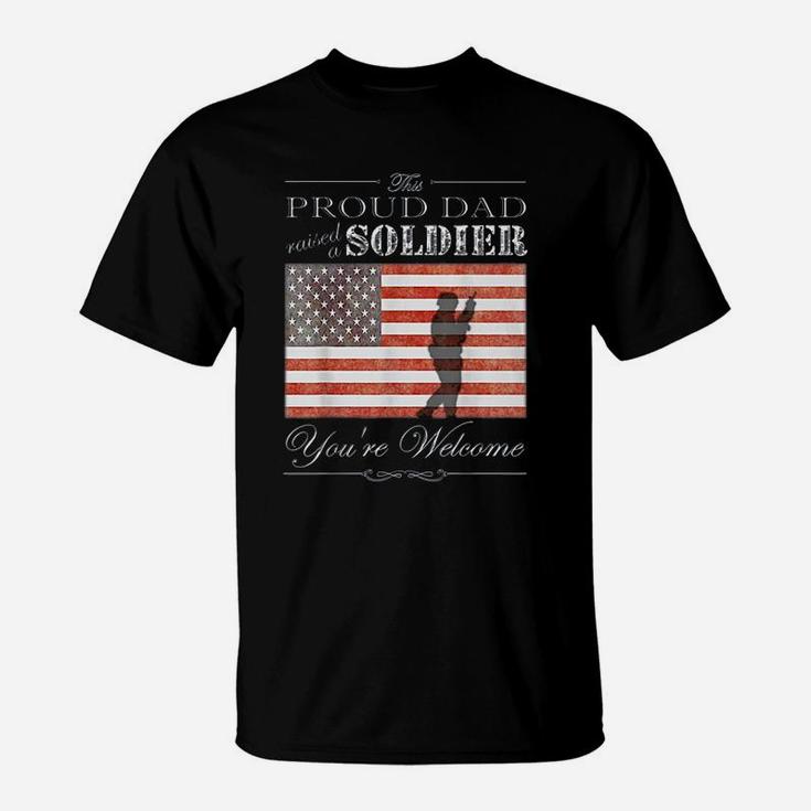 Proud Military Dad American Flag T-Shirt