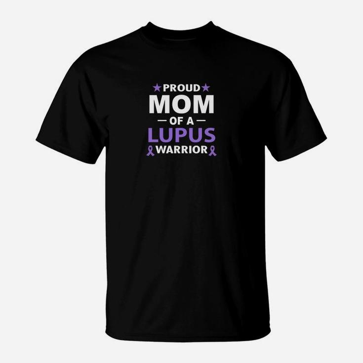 Proud Mom Of A Lupus Warrior Lupus Awareness Purple Ribbon T-Shirt