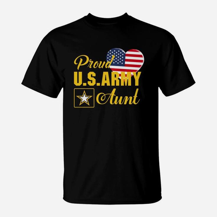 Proud U.S. Army Aunt Patriotic Heart T Shirt