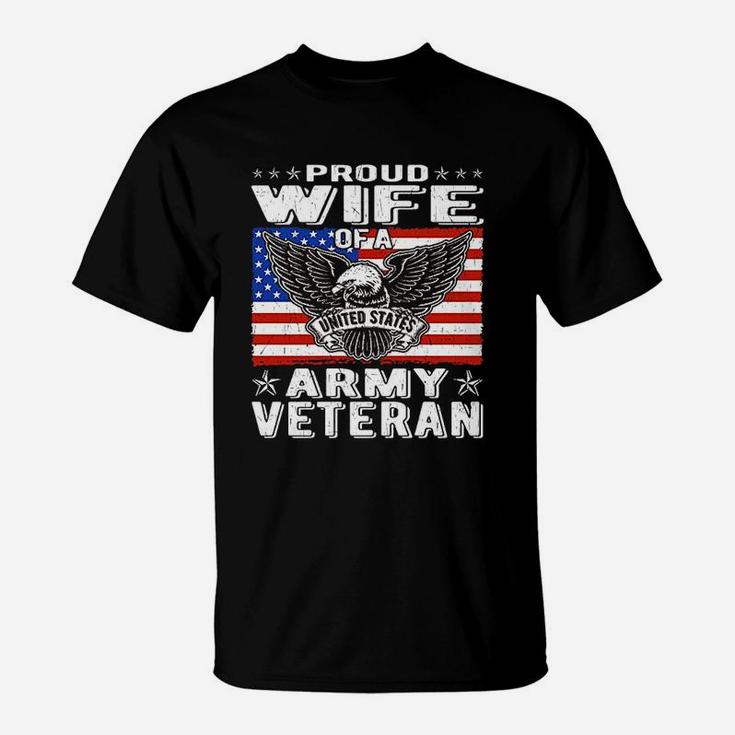 Proud Wife Of Us Army Veteran Patriotic Military Spouse Gift T-Shirt