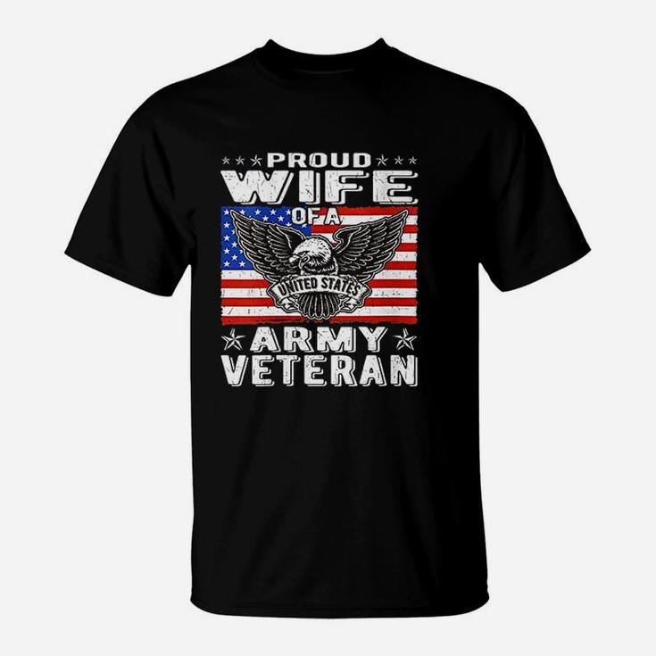 Proud Wife Of Us Army Veteran Patriotic Military T-Shirt