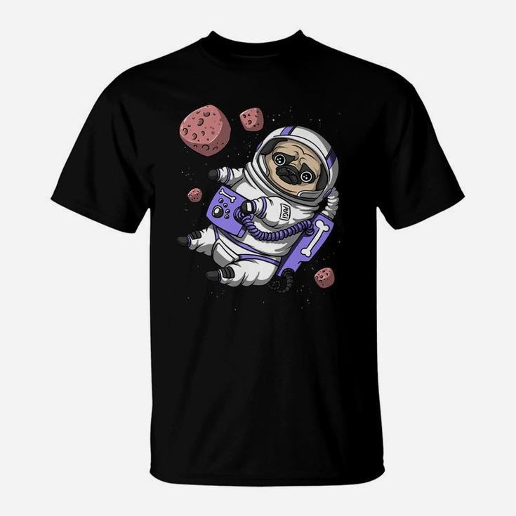 Pug Dog Astronaut Pet Funny Space T-Shirt