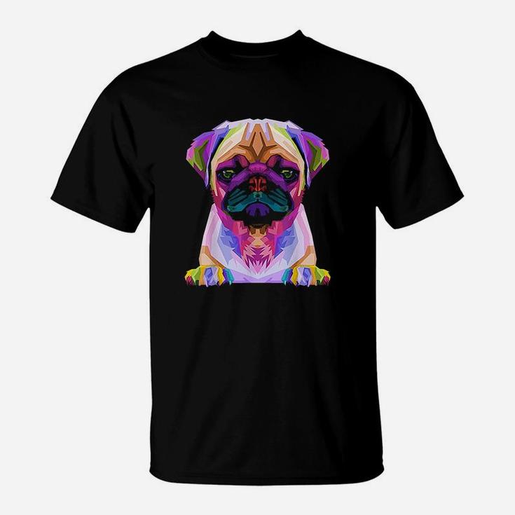 Pug Pop Art Colorful Portrait Carlino For Dog Lovers T-Shirt