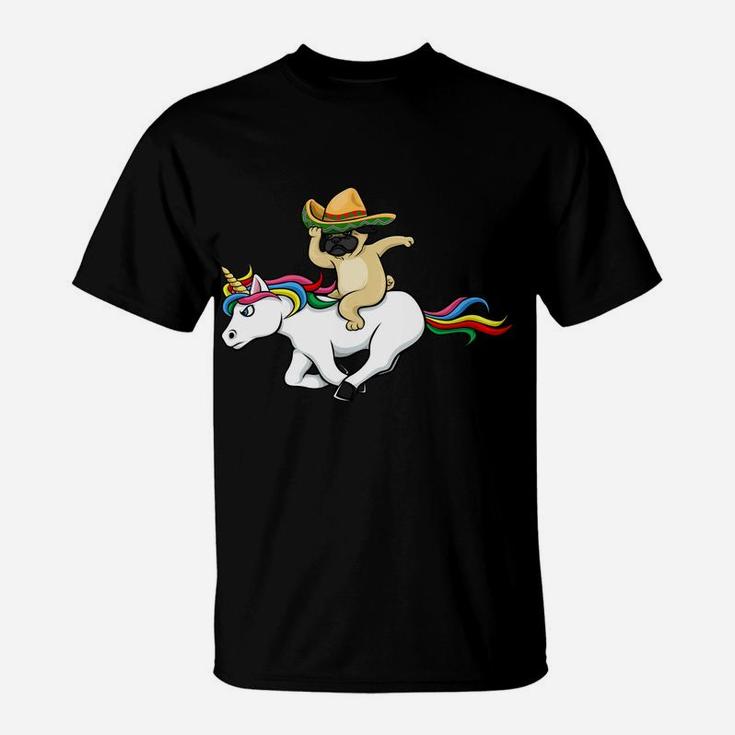 Pug Unicorn Cinco De Mayo Funny Sombrero Gift T-Shirt