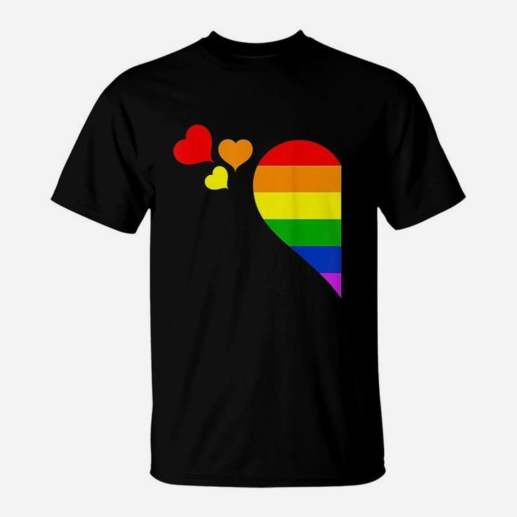 Rainbow Heart Lgbt Lesbian Gay Couple Lgbtq Valentine's Day T-Shirt