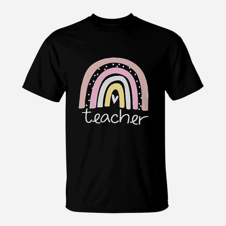 Rainbow Teacher Teacher Love Heart Cute Graphic Inspirational T-Shirt