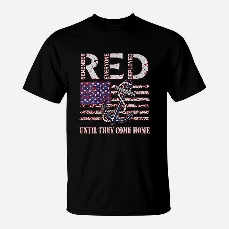 Red Friday Military Deployed Navy Soldier Us Flag Veteran T-Shirt