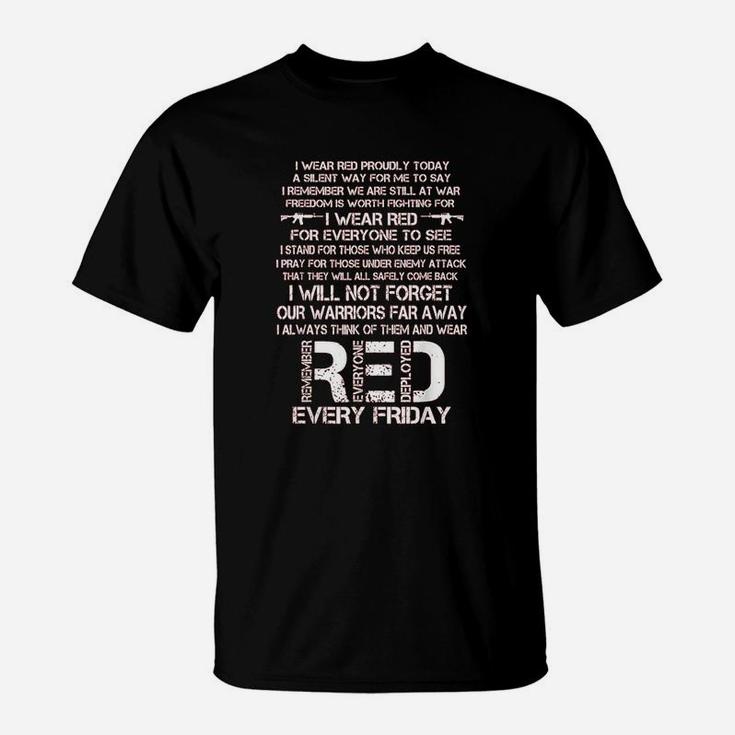 Red Friday Remember The Deployed Military Troops Poem T-Shirt