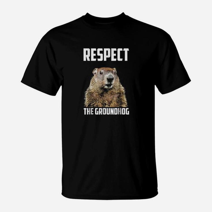 Respect The Groundhog Woodchuck Photo Ground-hog Day T-Shirt