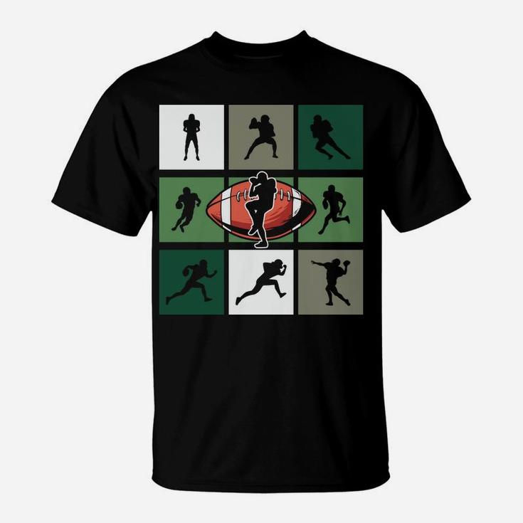 Retro Football Silhouette Team Players Playing Together T-Shirt