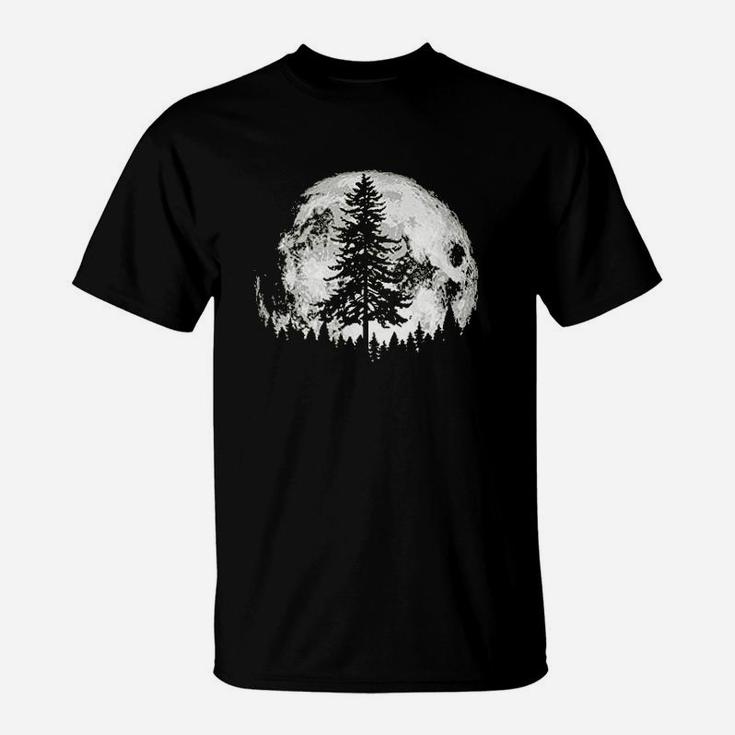Retro Full Moon N Minimalist Pine Tree Vintage Graphic T-Shirt